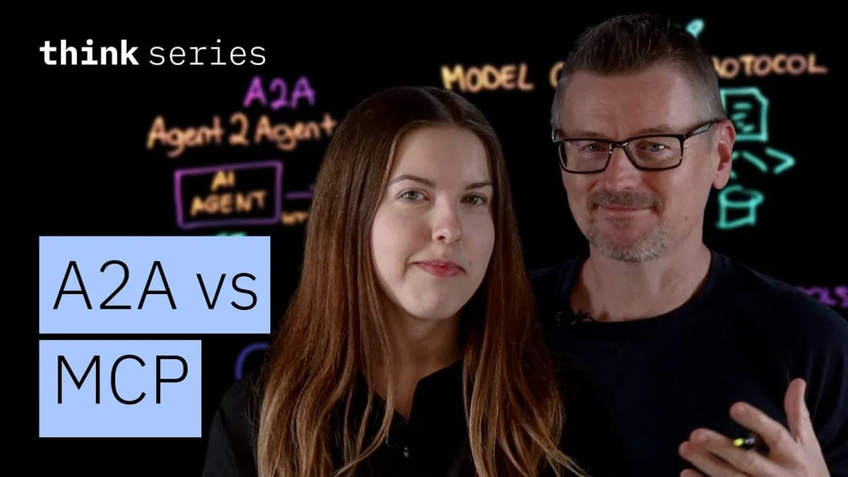 IBM Technology-video som forklarer A2A- og MCP-protokollene for AI-agentkommunikasjon