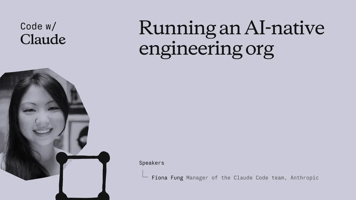 Fiona Fung holder foredrag om AI-native ingeniørorganisasjon på Code with Claude 2026