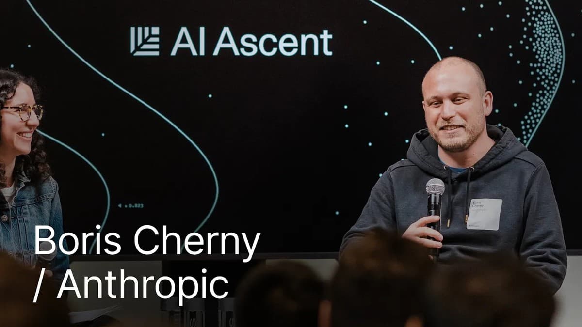 Boris Cherny intervjues av Lauren Reeder på scenen under Sequoia Capitals AI Ascent 2026-konferanse