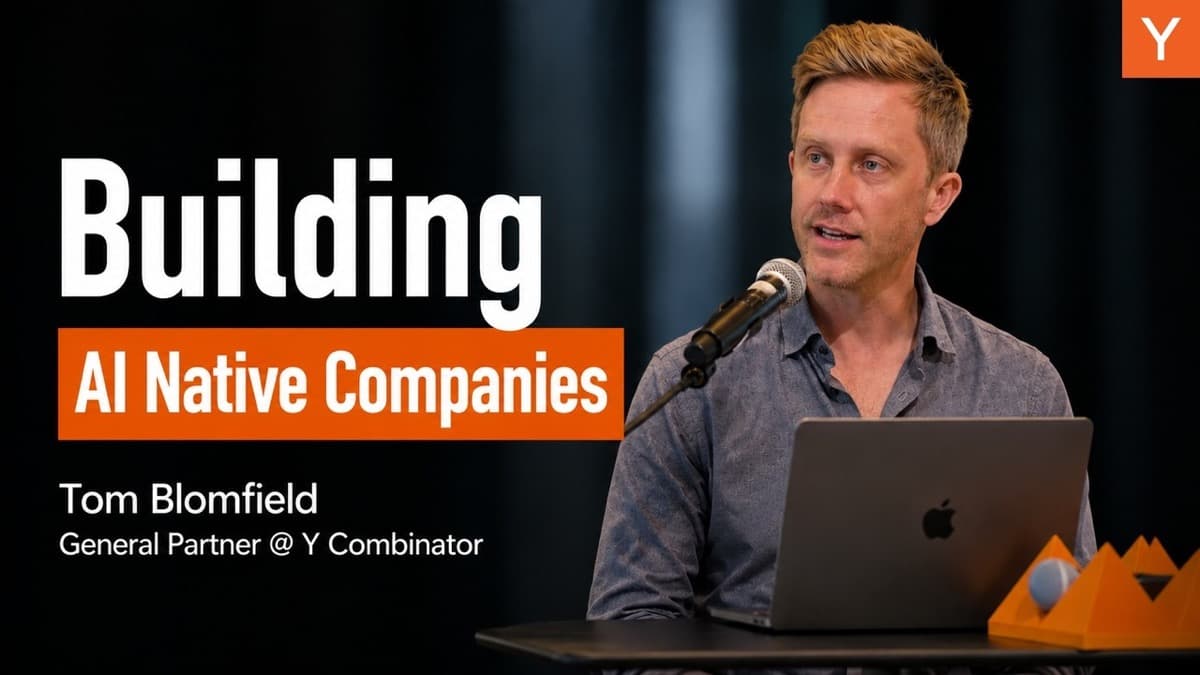 Thumbnail from the Y Combinator talk 'How to Build a Self-Improving Company with AI' with Tom Blomfield